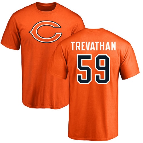 Chicago Bears Men Orange Danny Trevathan Name and Number Logo NFL Football #59 T Shirt
